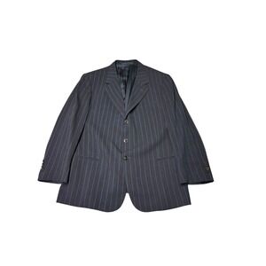 Armani Collezioni Men's Charcoal Pinstripe Wool Suit Jacket 56R Made in Italy
